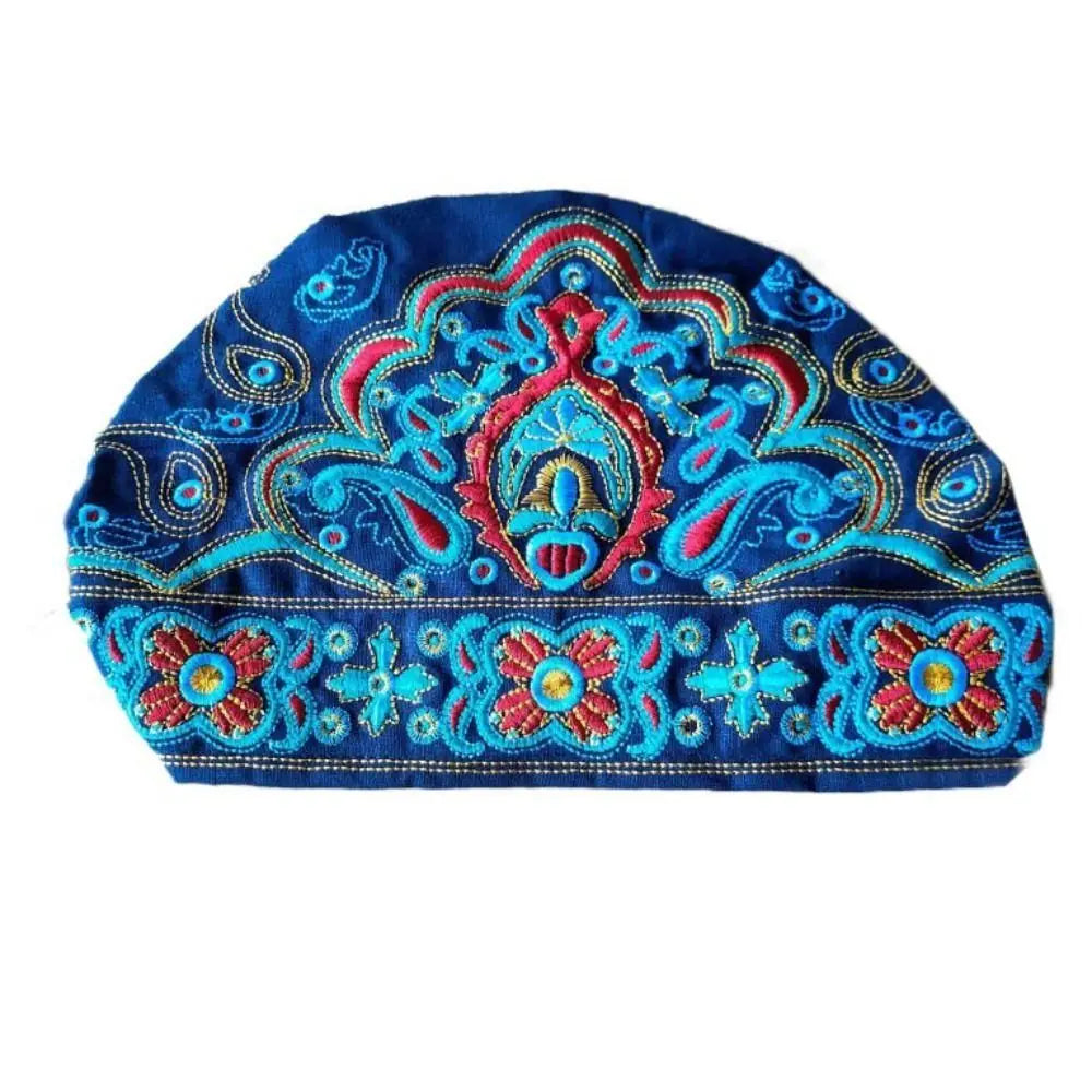 Fashion Embroidery Flowers Bandanas Mexican Style Ethnic Turban Hats Vintage Breathable Hair Cover Cap for Women