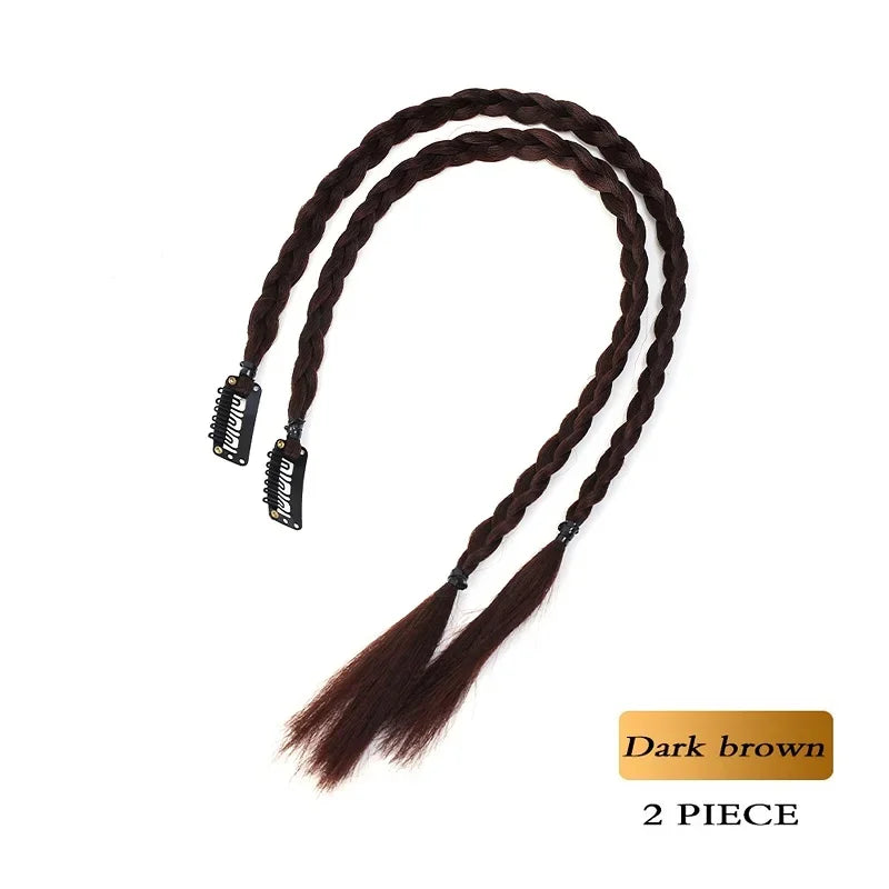 WIGSIN Synthetic 2pcs Braid Wig With Strong BB Clip Lightweight Box Braid Ponytail Hair Piece for Women
