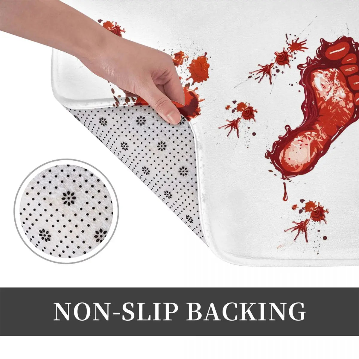 Bloody Footprints Bath Mat Anti-Slip Blood Toilet Pad Quick Dry for Shower Home Entrance Foot Mat Waterproof Bathroom Carpet