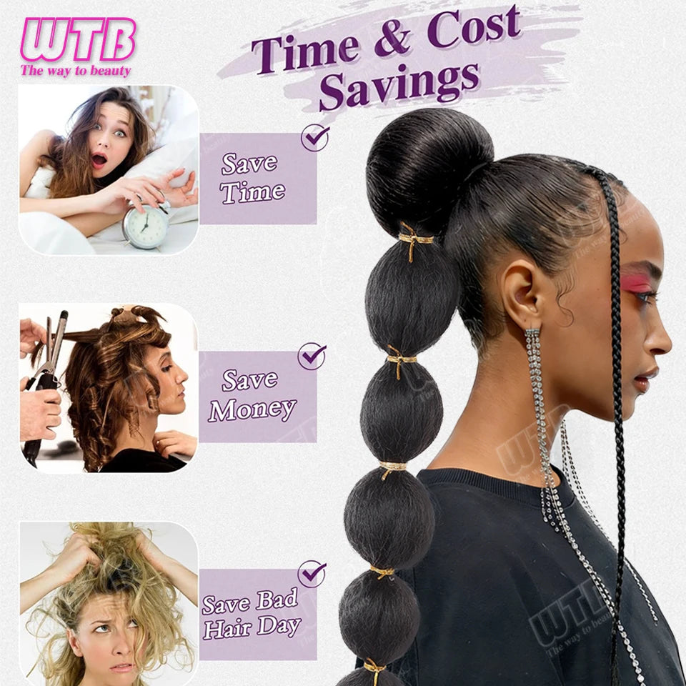 Bubble Ponytail Wig Synthetic Wig Drawstring Style Lantern Braid Wig Suitable for Beginner Women's Everyday Wear Holiday Wear