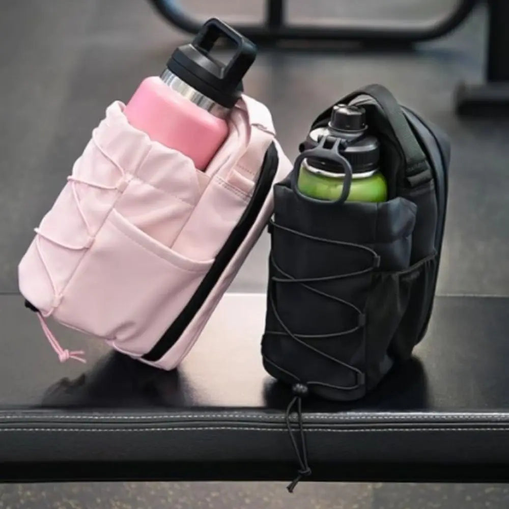 Magnetic Water Bottle Sling Bag Large Capacity Adjustable Gym Bottle Bag Multi-layer with Shoulder Strap Crossbody Sports Bag