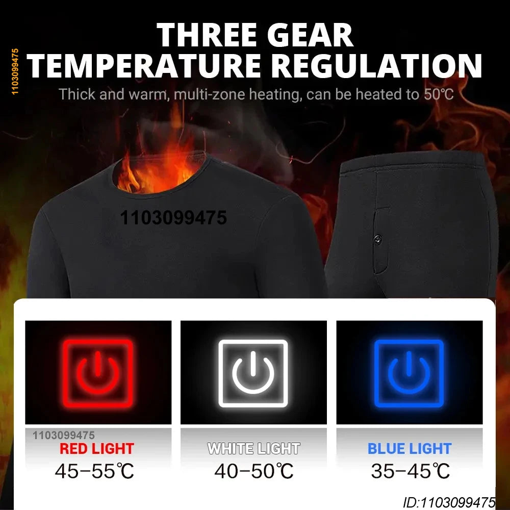 Heated Underwear 28 Areas Hiking Shirts Skiing Suites Tops Pant Men Women Thermal Underwear   USB Heating Jacket Winter Clothing