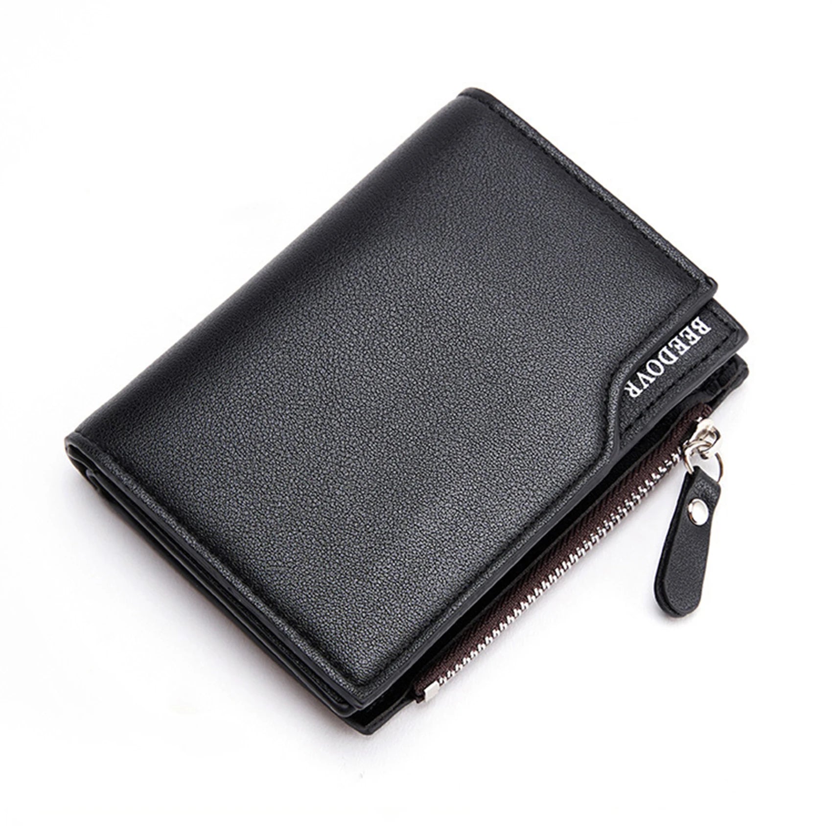 Men Wallet Short PU Male Purse Black Coffee Credit Card Holders with Zipper Men Wallet Money Bag