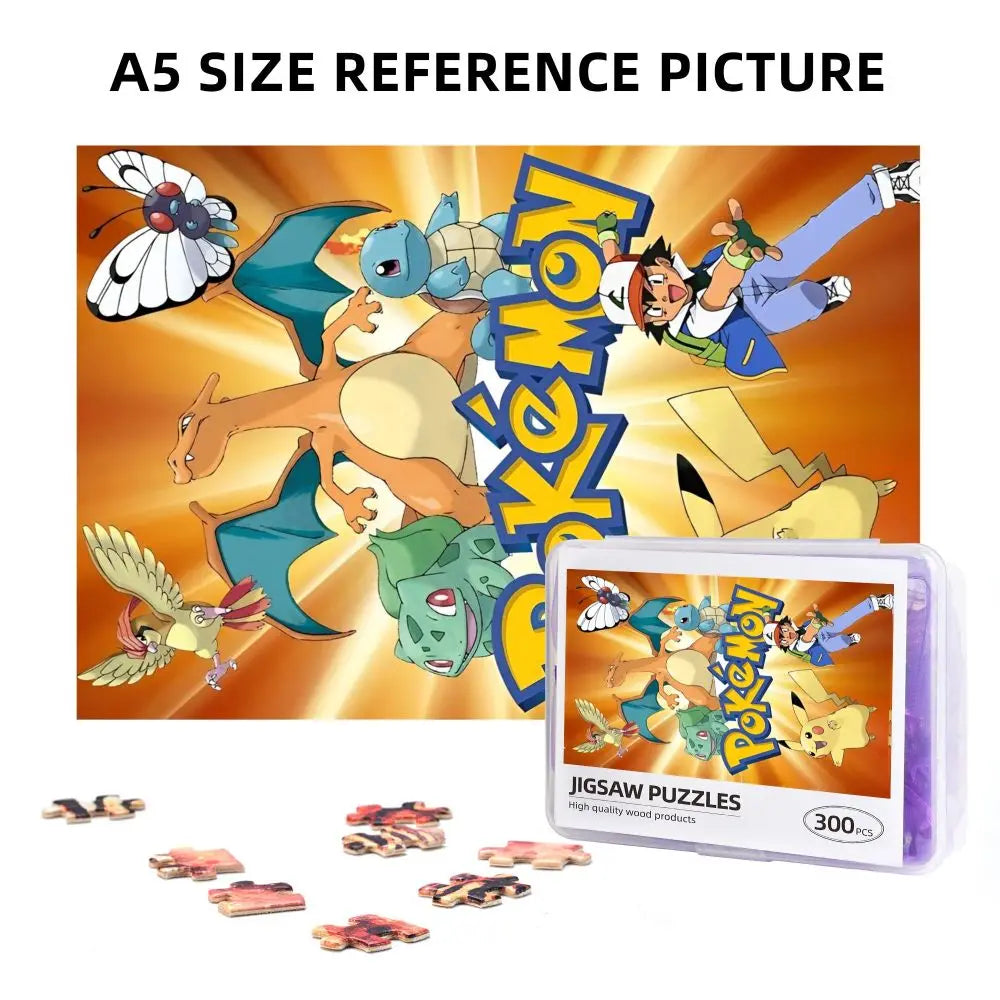 Pokemon Characters Pikachu Cartoon Wooden Puzzles for Children Jigsaw Puzzles 300 Pieces Educational Toys Gift for Kids