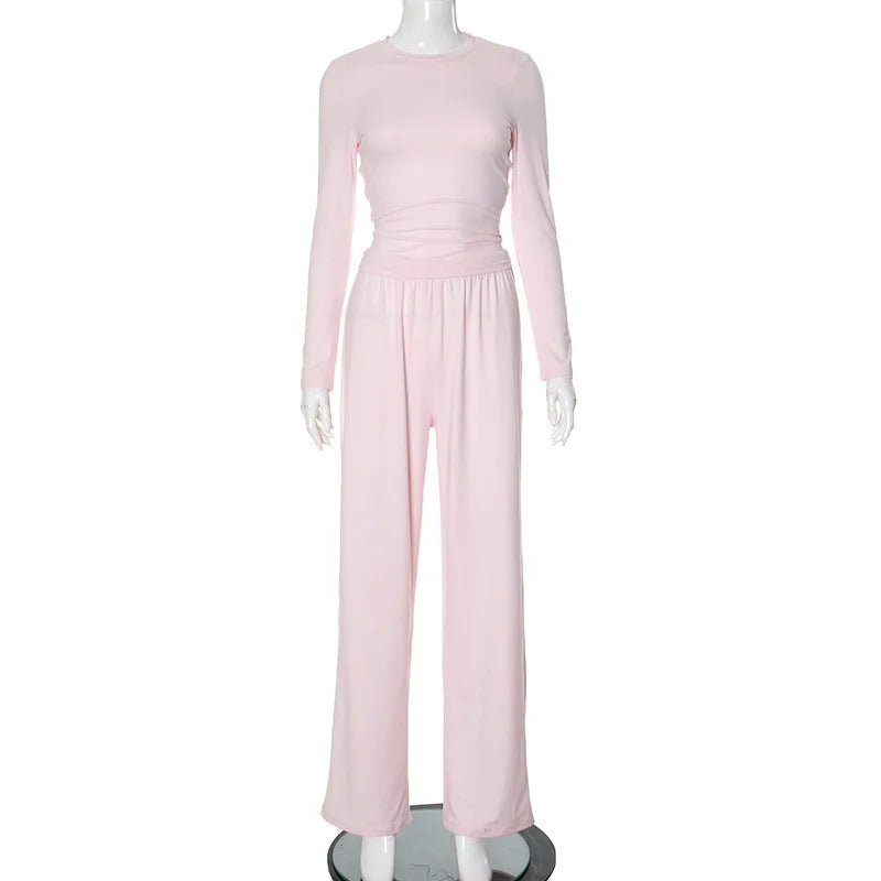 Women's Two-piece Wide Leg Pants Fashion Set Irregular Short Top Women's Clothing Yoga Exercise Set Спортивный Костюм Женский