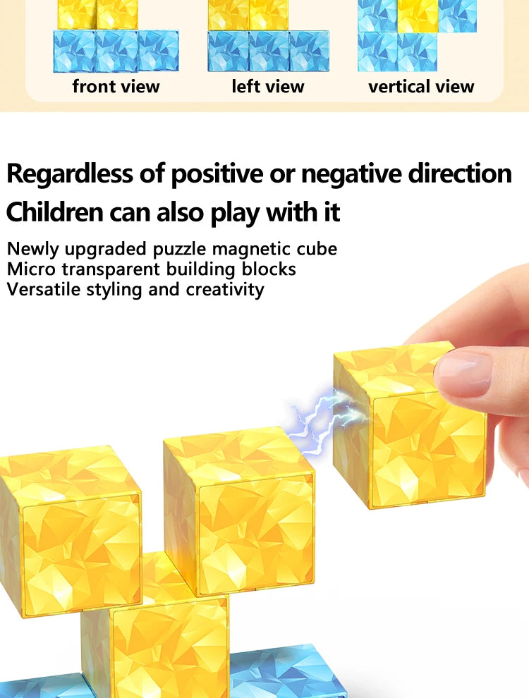 Magnetic building blocks DIY space toys, birthday gifts for boys and girls over 3 years old, easy to assemble and safe design