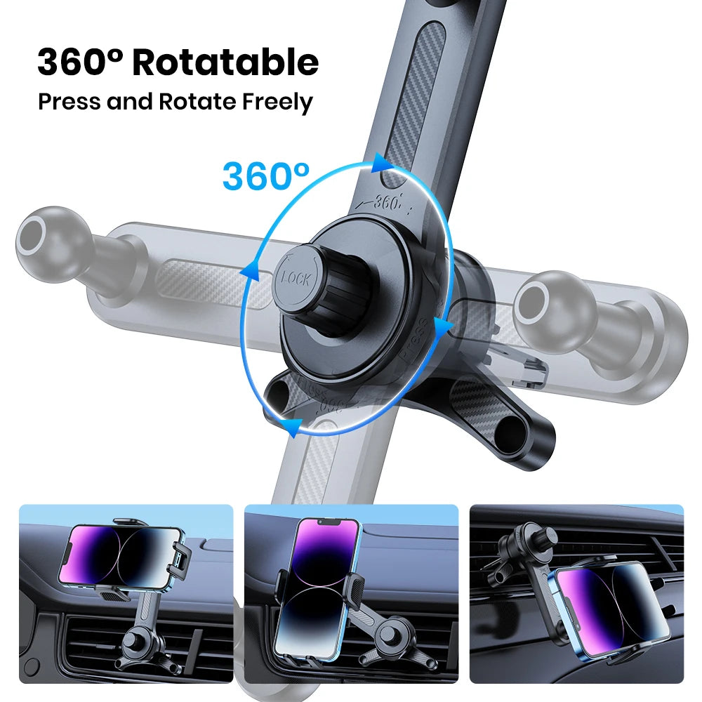 Soporte de teléfono para coche TOPK D42T, brazo extendido, soporte de 3 puntos, gancho de metal extensible, estabilidad superior, soporte para teléfono móvil para coches