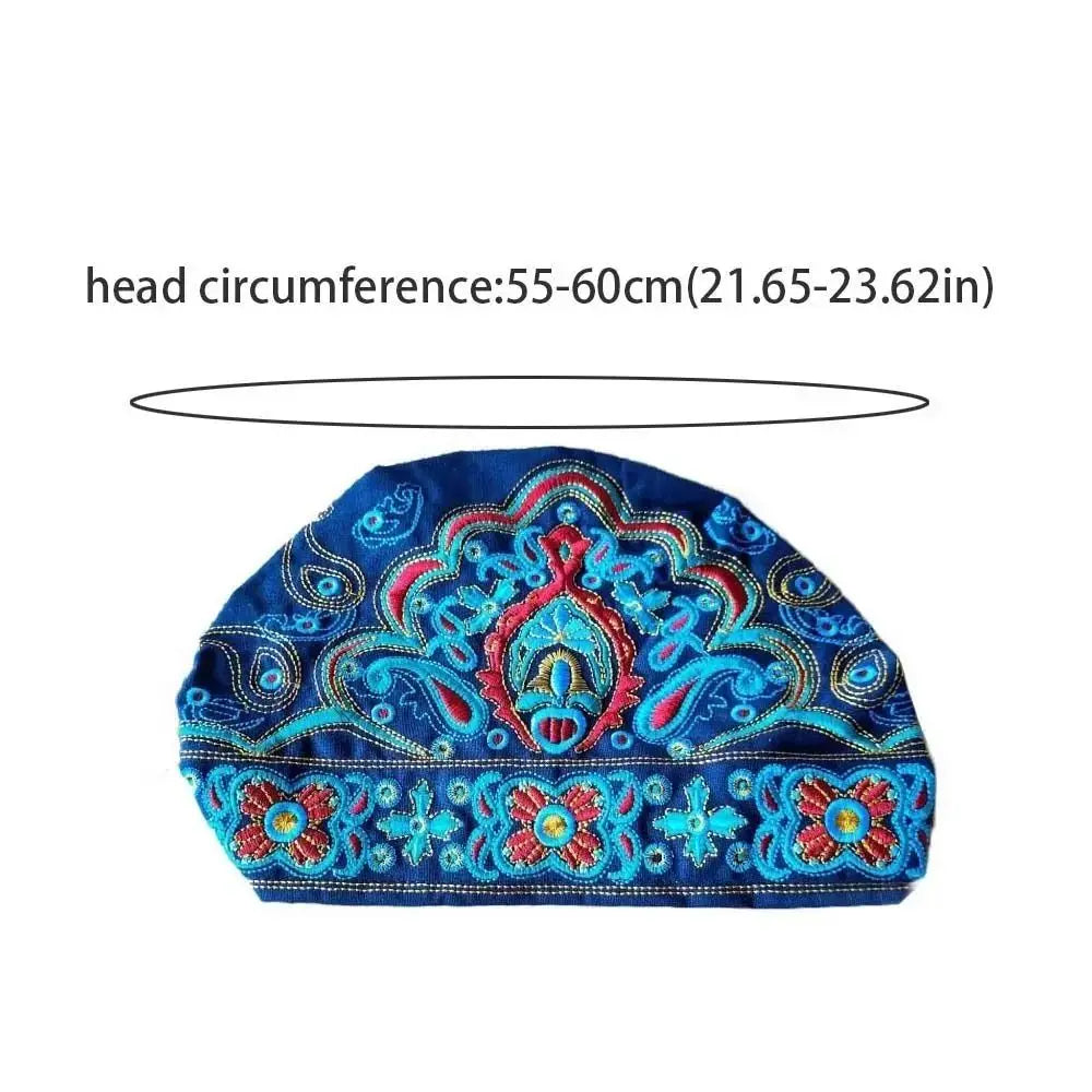 Fashion Embroidery Flowers Bandanas Mexican Style Ethnic Turban Hats Vintage Breathable Hair Cover Cap for Women