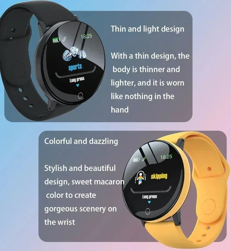 D18 Smart Watch – Heart Rate Monitor, Round Digital Fitness Watch for Men & Women (Band Included, Compare with D20/Y68)