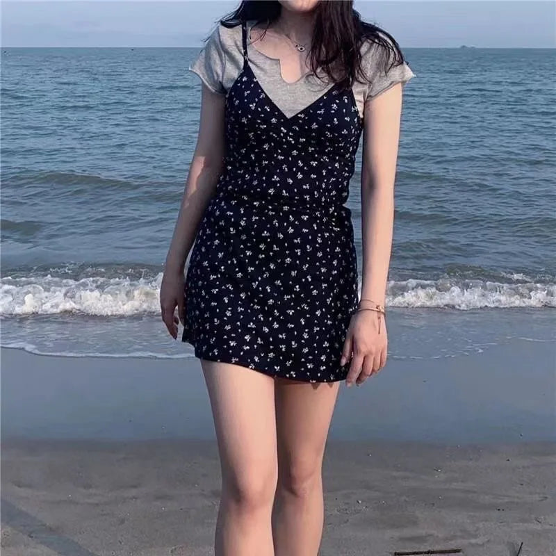 1pc Linen Sundress Casual Summer Comfortable Sexy V Neck High Quality Elegant Trendy Women Clothing Dress