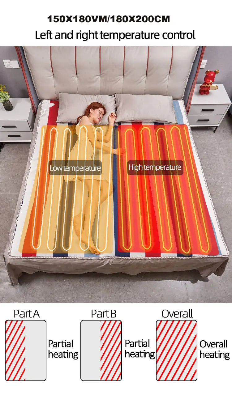 Manta eléctrica 110-220 V Calentador Manta eléctrica Control inteligente Manta calefactora eléctrica de invierno Alfombra calefactora Alfombrilla calefactable