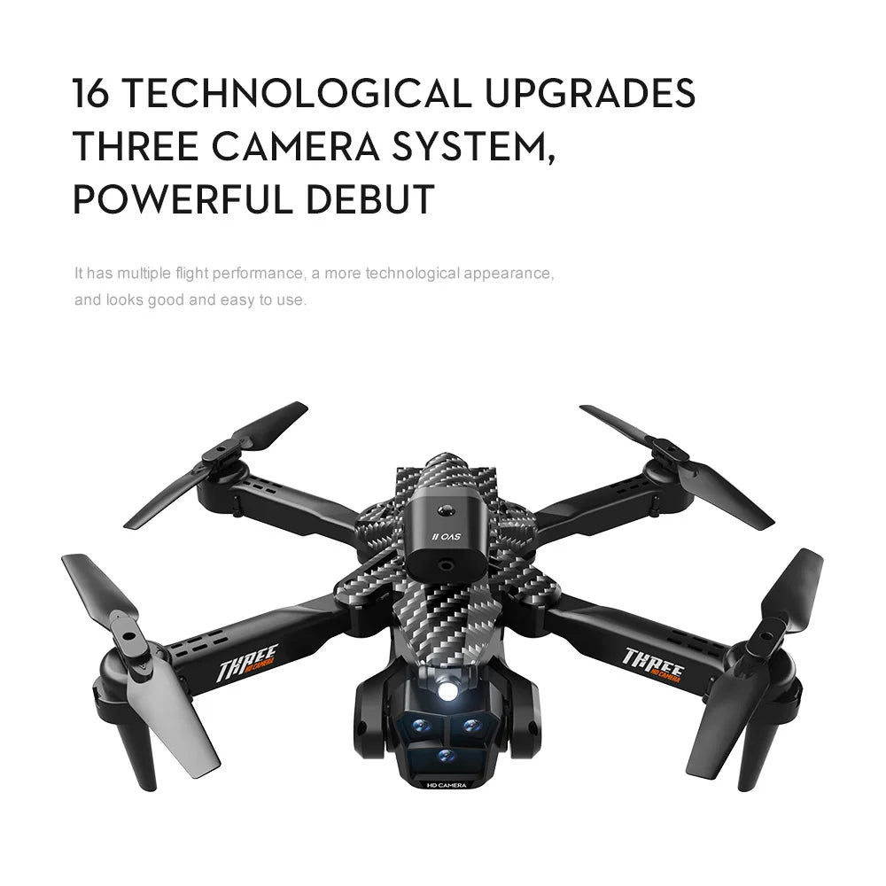New Carbon Fiber Drone Triple HD Camera Aerial  OAS Remote Control Aircraft Optical Flow Quadcopter Kid Gifts