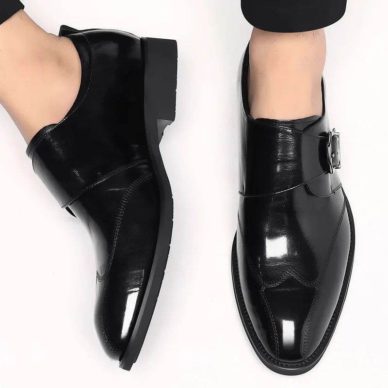 Zapatos de vestir de negocios para hombre con cierre, zapatos de cuero formales para hombre, calzado Oxford, mocasines Oxford de cuero de alta calidad para hombre
