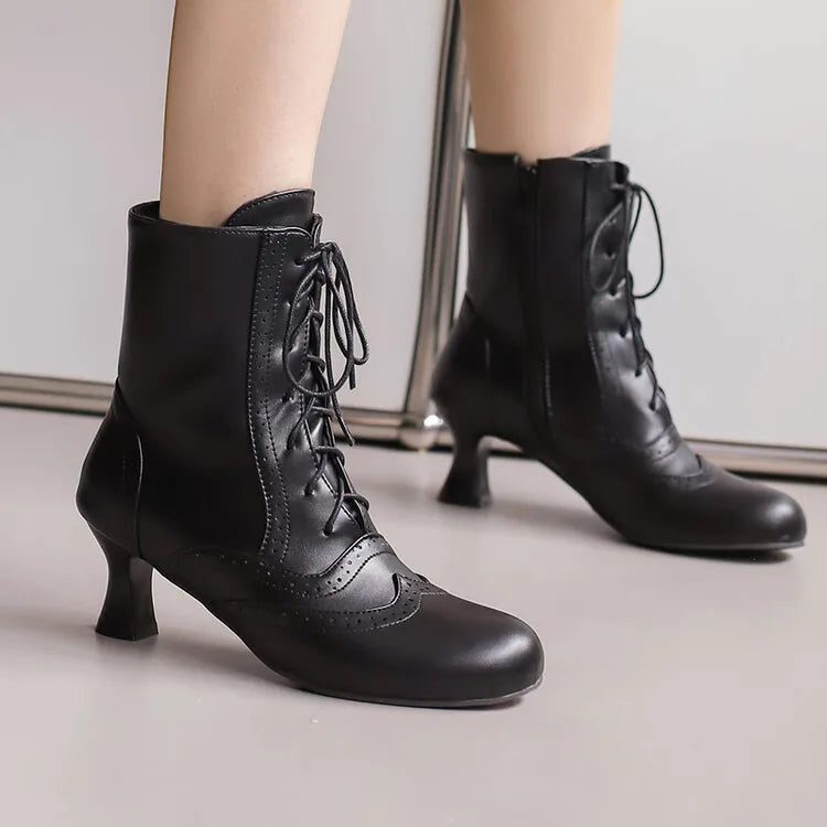 New Fashion Boots for Women High Quality Leather Women's Short Boots Daily Women High Heels Lightweight Womens Shoes Botas Mujer