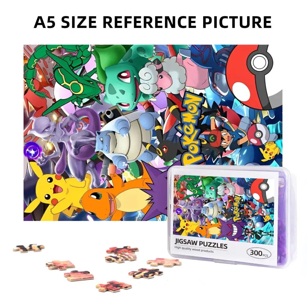 Pokemon Characters Pikachu Cartoon Wooden Puzzles for Children Jigsaw Puzzles 300 Pieces Educational Toys Gift for Kids