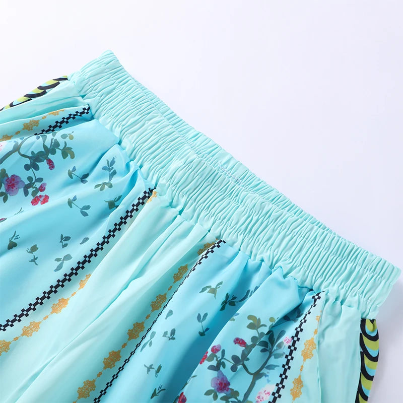 Conjunto de pantalones largos estampados para mujer, elegante camisa de manga larga con cuello en V, pantalón ancho holgado, traje de verano de 2 piezas para mujer, estilo urbano