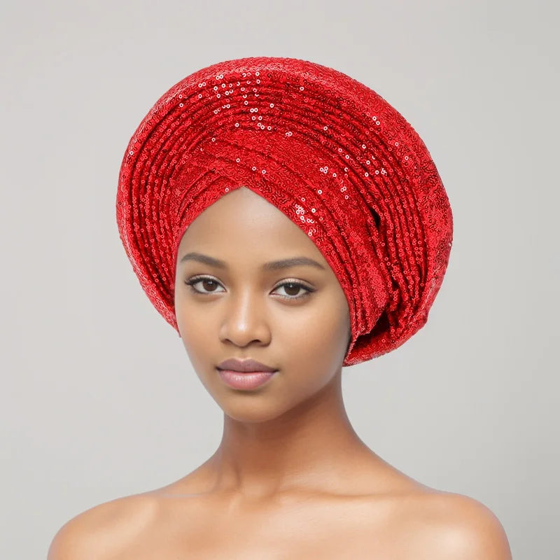 Sequin Auto Gele Headtie – Sparkle with African Royal Elegance