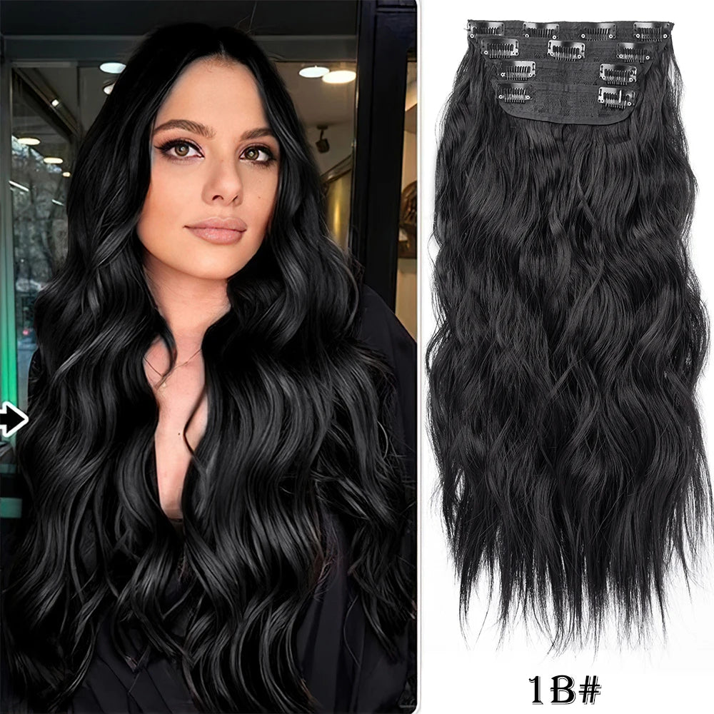 Extensiones de Cabello Ondulado Largo de Clip