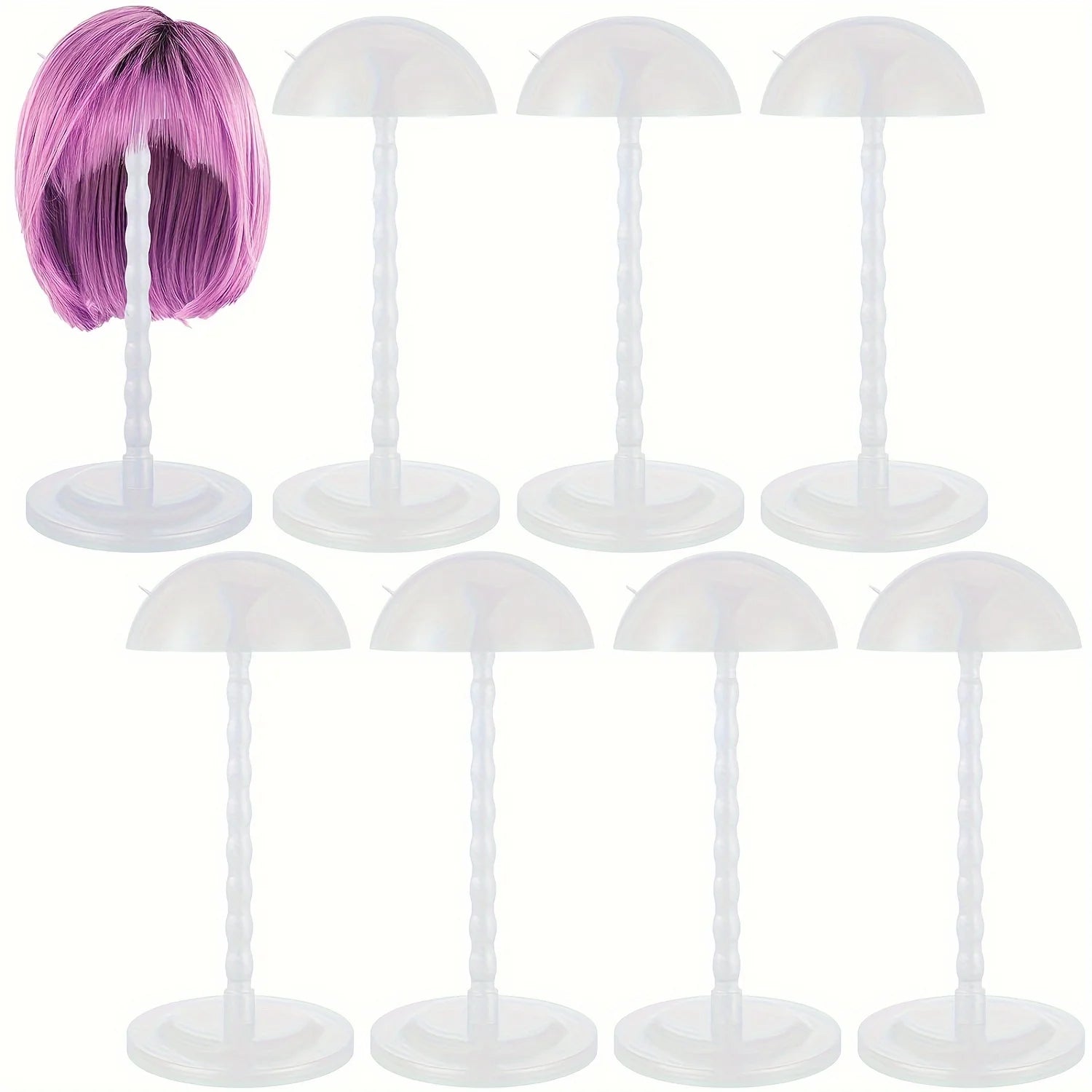 8pcs Wig Holder Wig Head Stand Wig Stand For Styling, 13.8 Inch Wigs Portable Hat Display Stand Travel Wig Holder For Multiple Wigs Practice Hat DIY Stand Head Stand Non Slip Stable