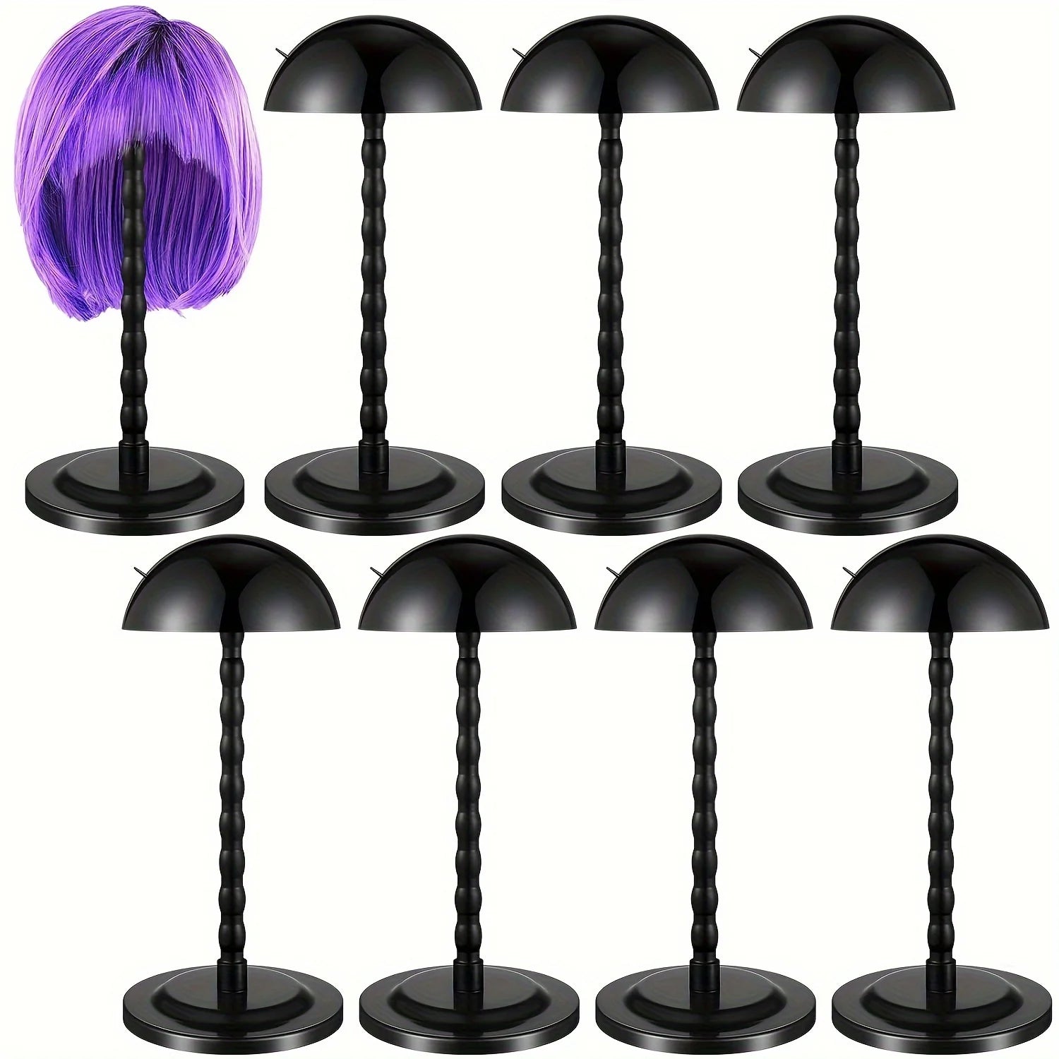 8pcs Wig Holder Wig Head Stand Wig Stand For Styling, 13.8 Inch Wigs Portable Hat Display Stand Travel Wig Holder For Multiple Wigs Practice Hat DIY Stand Head Stand Non Slip Stable