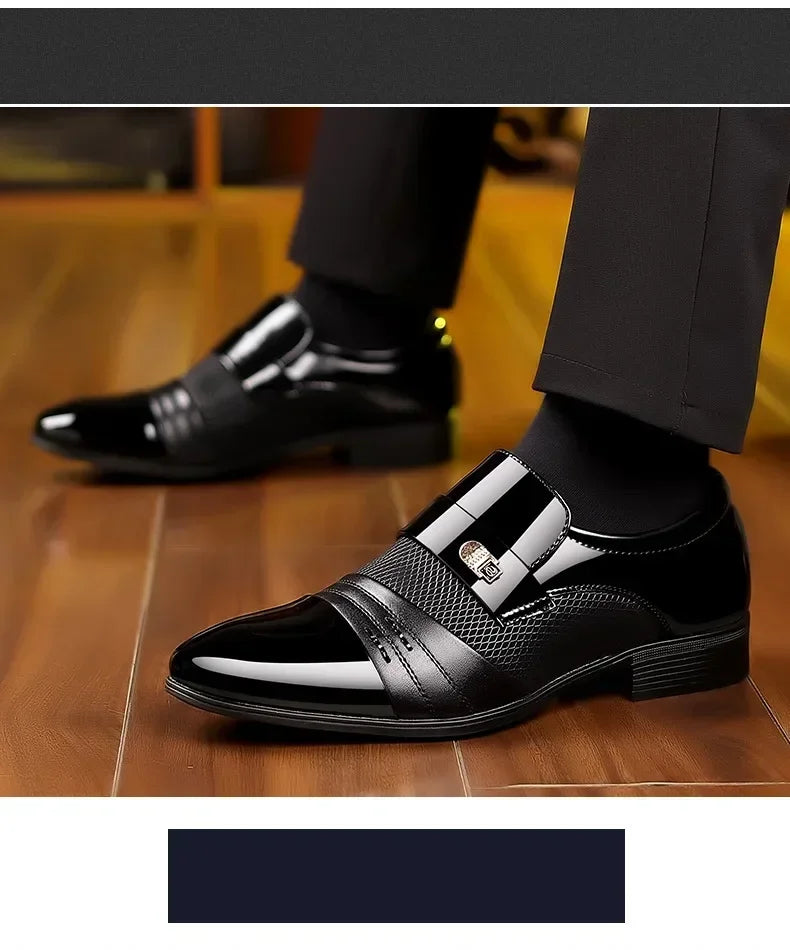 Men's Formal Leather Shoes Black Pointed Toe Man Loafers Party Office Business Casual Shoes for Men Oxford Shoes male Dress Shoe