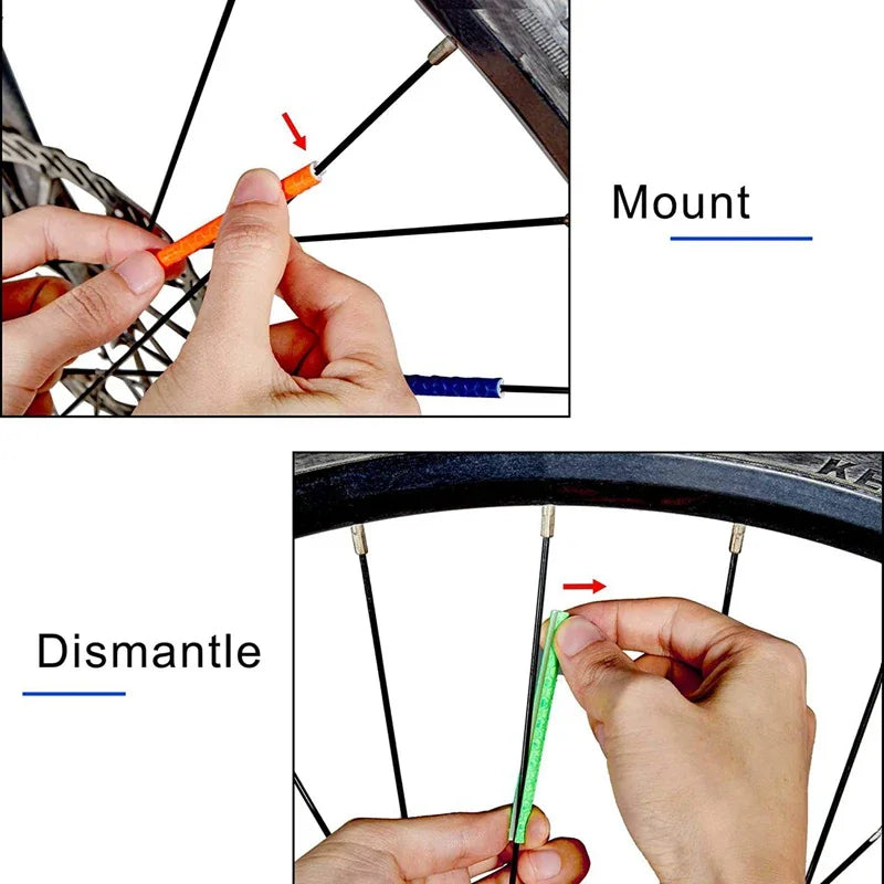 12PCS Bike Wheel Spokes Reflective Sticker Kit, 7.5cm Tube Strip for MTB Cycling Safety - High Visibility at Night