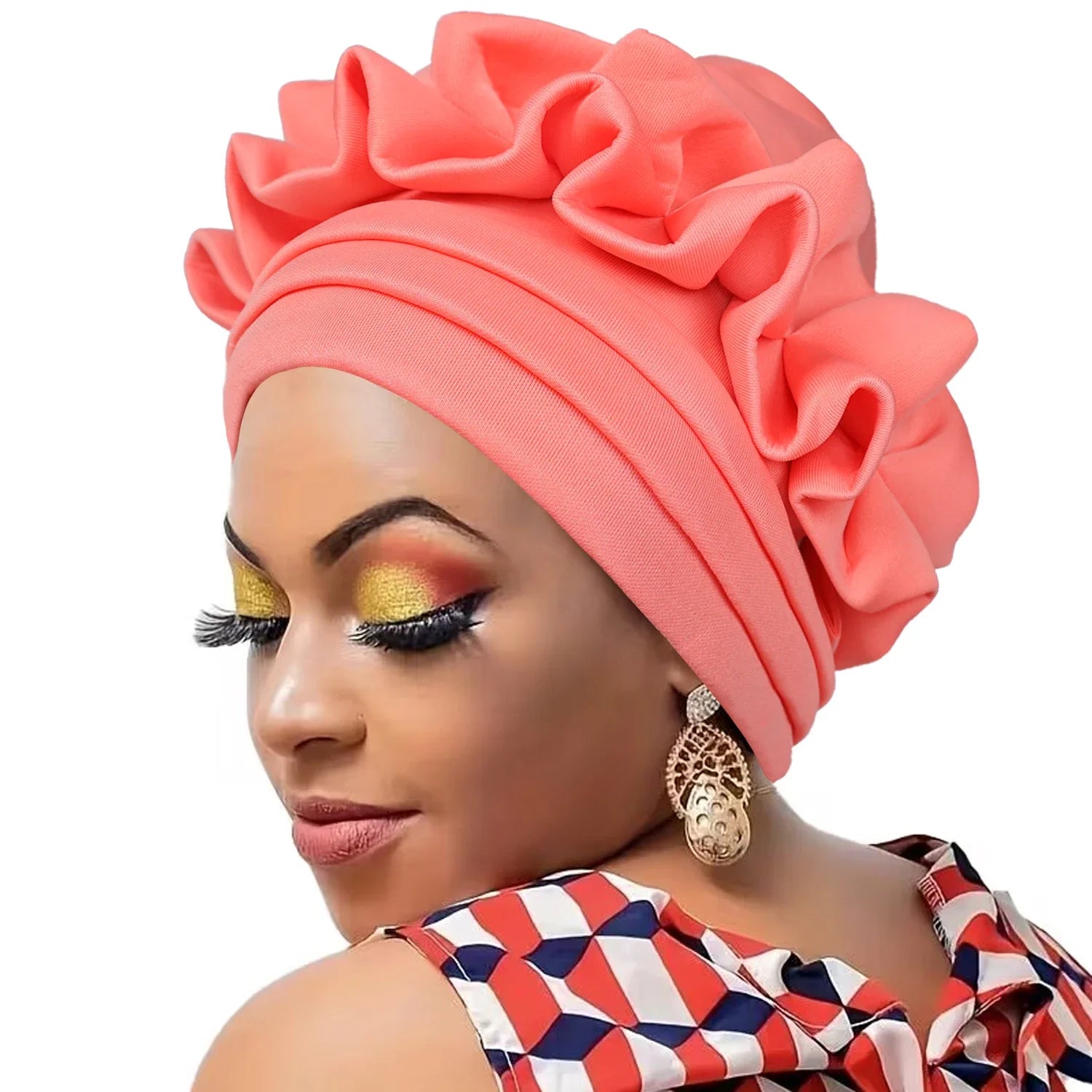 Women’s Raw Silk Pleated Turban – Elegant, African-Inspired & Perfect for Special Occasions