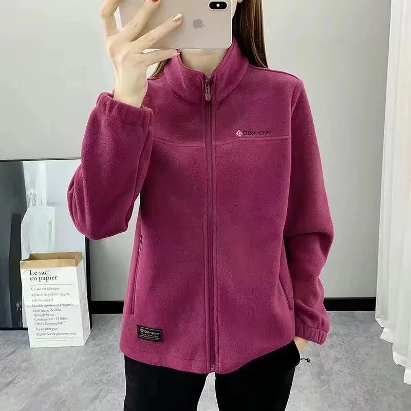 Plus Size XL-5XL Autumn winter Women's Casual Cardigan Jacket Outdoor Sports Snowflake Fleece Top Youth Couple Fleece Clothing