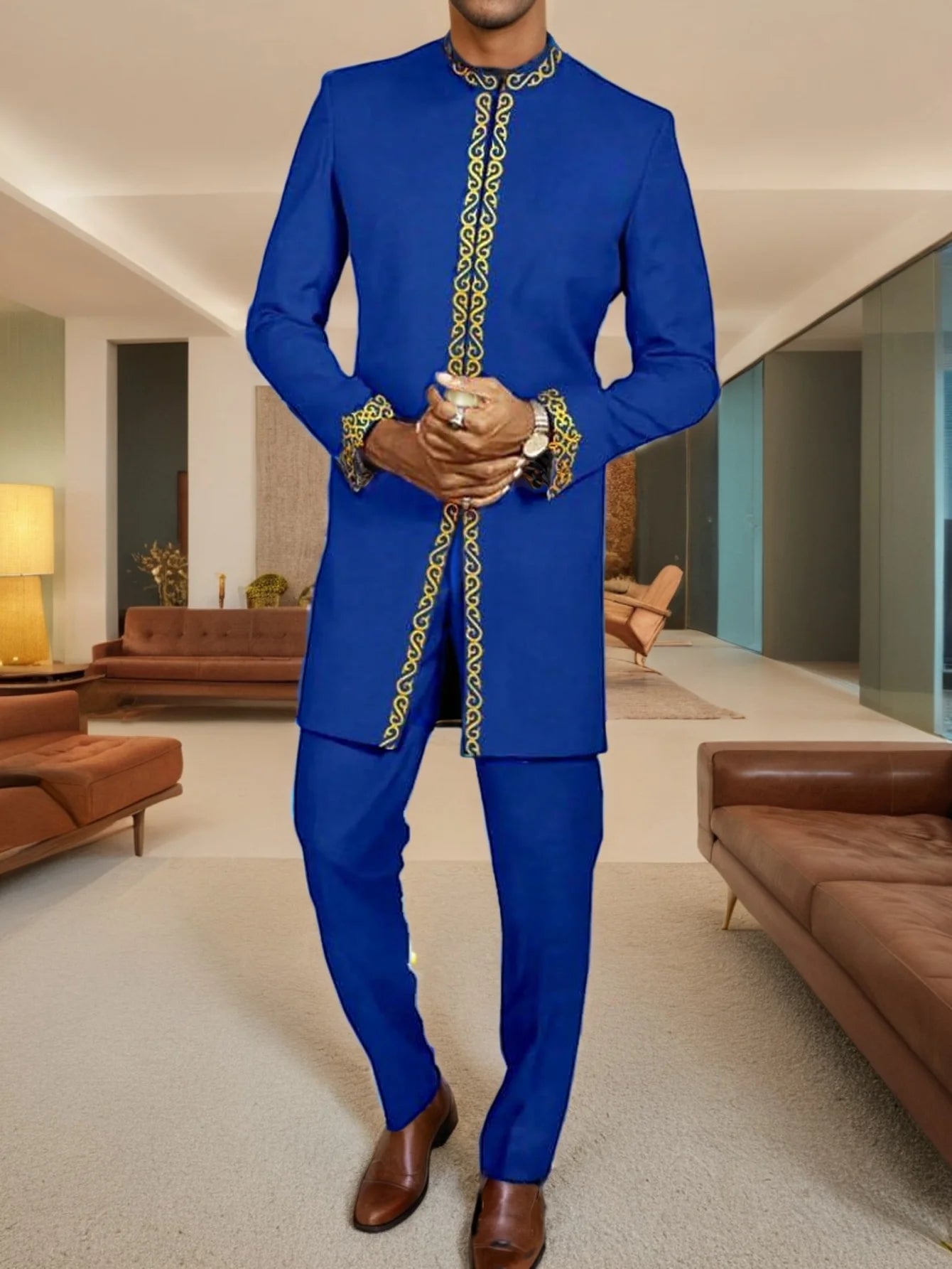 Men's traditional clothing African ethnic style men's suit 2-piece embroidered luxury suit men's casual festival wear Outfits