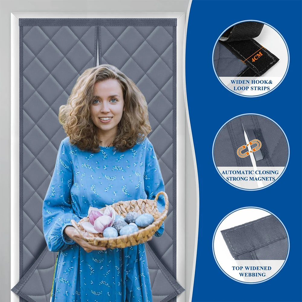 Rideau de porte magnétique isolant thermique, épais, pour chambre à coucher, salon, terrasse, portes coulissantes en verre, hiver