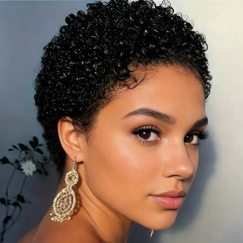 4" Afro Curly Pixie Wig