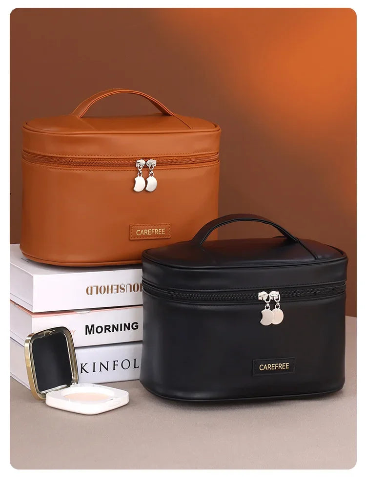 Makeup Bag for Women Large Capacity Travel Cosmetic Organizer with Brush Holder Waterproof Toiletry Pouch Portable Makeup Case