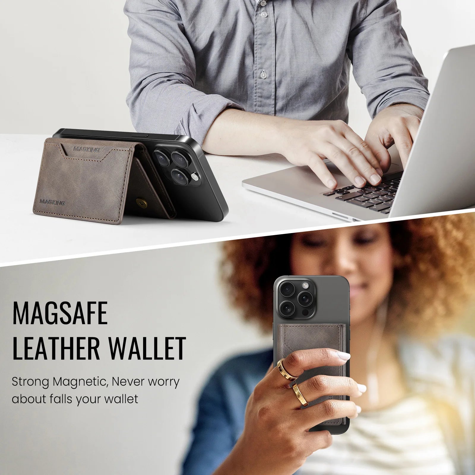 Luksuriøs mote kort sterk magnetisk premium skinnlommebok menn mynt kontantkortholder dame sammenleggbar mini-lommebok veske