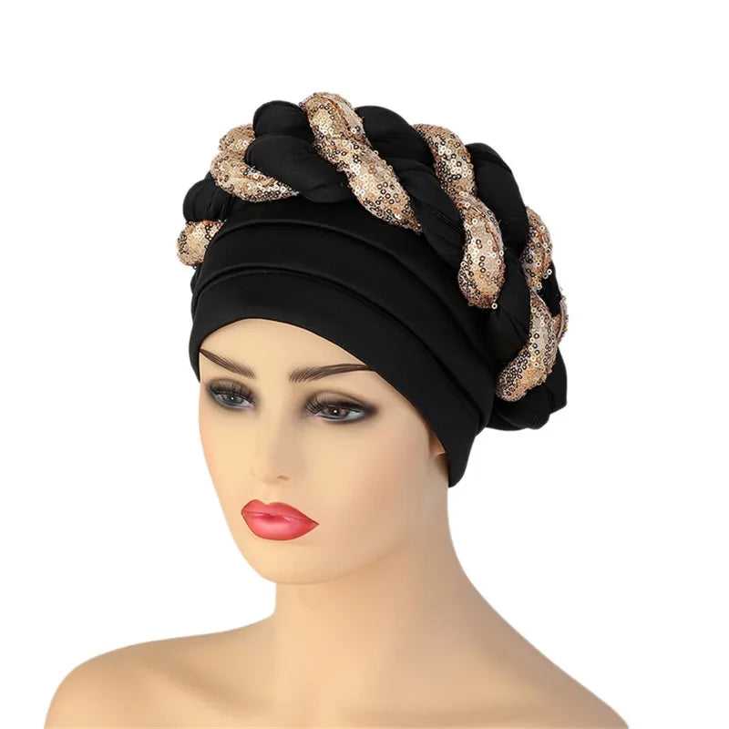 Sequin Braid African Turban