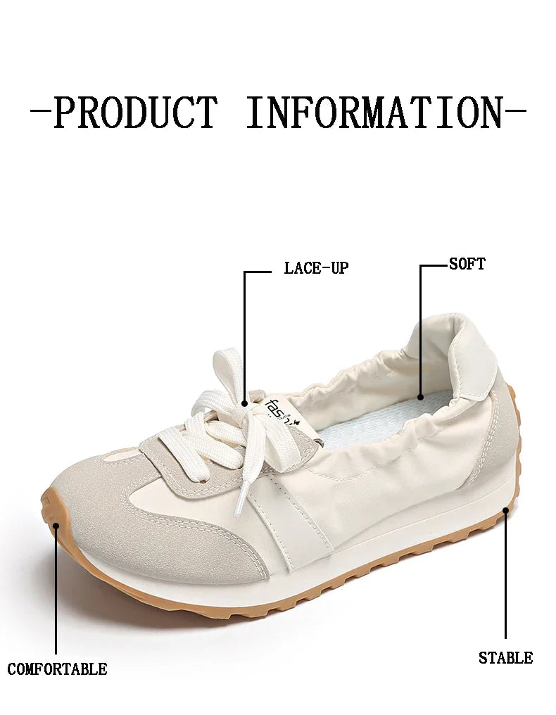 Spring and Summer Women's Casual Flat Shoes Shallow Mouth Canvas Shoes New Women's Lace-up Sports Shoes Comfortable