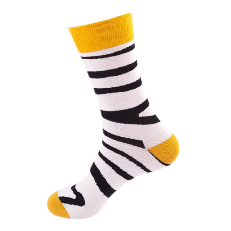 49 Patterns Fashion Business Men 100% Cotton Happy Lattice Socks Unisex Boys Combed Hip Hop Street Skateboard Funny High Sox Set