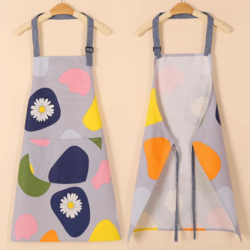 1PC Aprons Fashion Cotton Fabric Waterproof Thickened Dirt Resistant Kitchen Apron and Home Work Clothes Gardening Work Clothing