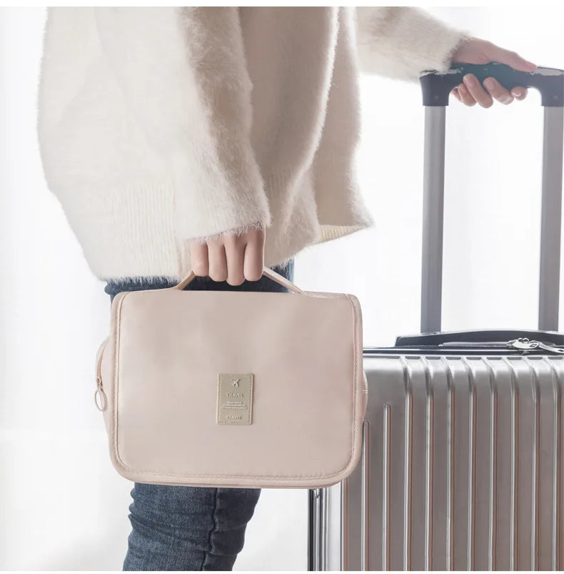 Bolsa de Maquillaje de Viaje, Neceser Organizador de Cosméticos, Impermeable, para Baño, con Gancho, Bolsa de Aseo de Alta Calidad para Mujer