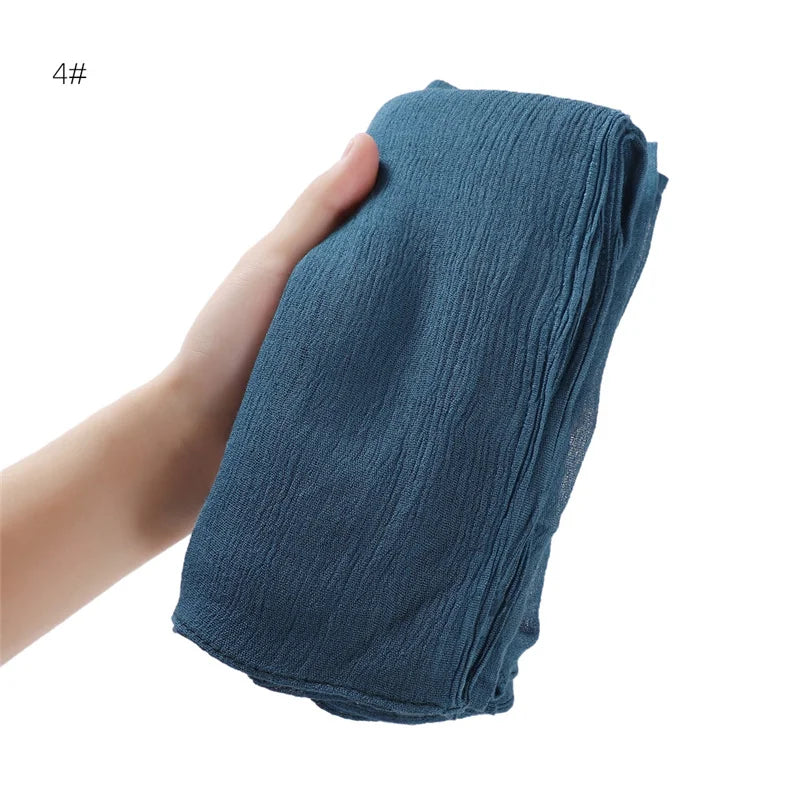 Pañuelo Hiyab de Algodón y Rayón de Color Liso para Mujer, Pañuelo Grande Musulmán, Chales, Diadema Musulmana para Mujer, Turbante Islámico, Pañuelo Bandana