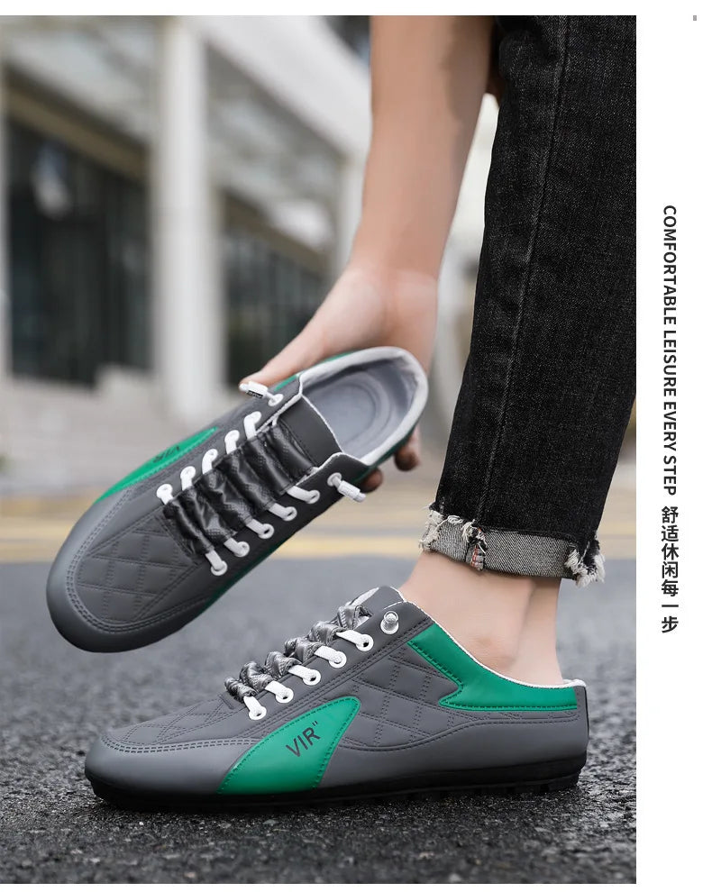 Men's Fashion Soft-soled Half Slippers Men Trendy Casual Shoes Soft Sole Non-slip Shoes New Outdoor Walking Shoes Zapatos Hombre