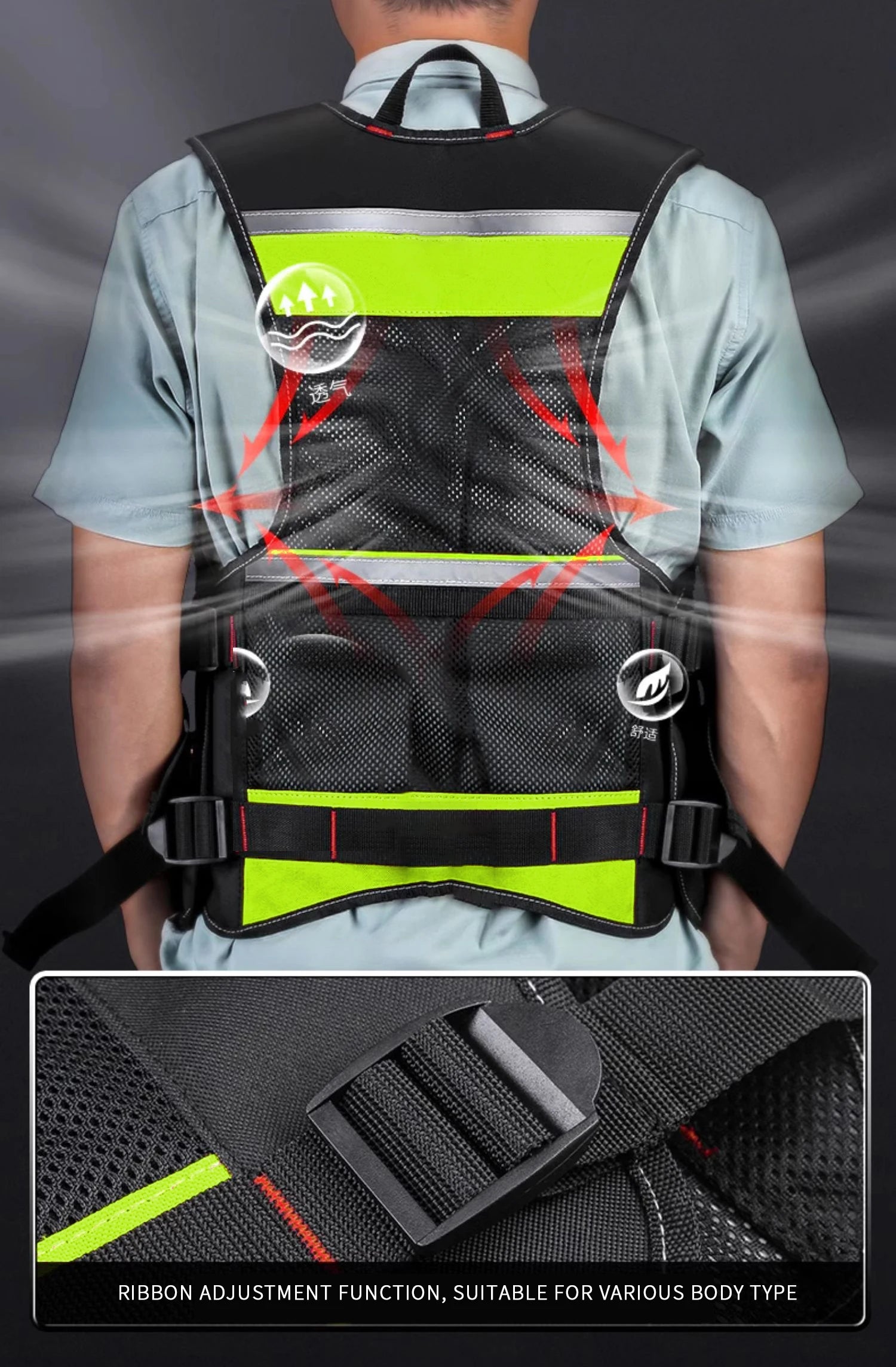 Workwear Allround Work Tool Vest Safety Vest with Multi-pockets and Zipper Heavy Duty Tool Vest for Electricians
