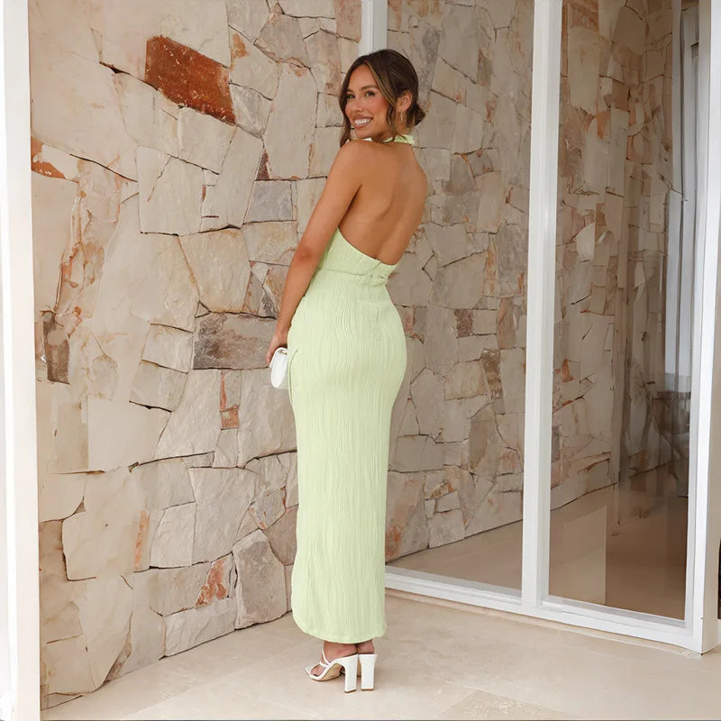 New Fashion Women Summer Halter Backless Long Dress Woman Clothing Evening Party Dresses Casual Sexy Costume Mujer Vestido