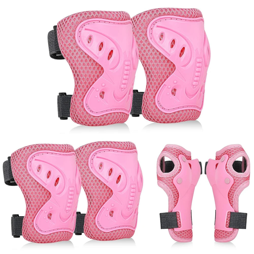 Juego de equipo de protección 6 en 1 para niños, rodilleras para niños de 3 a 10 años, rodilleras y coderas para niños pequeños con protectores de muñeca para patinar y andar en bicicleta