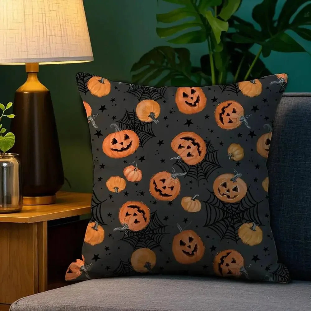 Halloween Horror Spider Web Printed Cushion Cover Sofa Decoration Home Printing Cute Cushion Cover Halloween Party Decoration