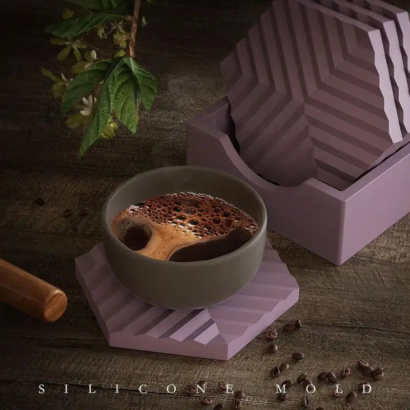 Coaster Silicone Mold Sets Square Stripes Tea Cup Pad Tray Silicone Mold Epoxy Resin Handmade Crafts Casting Molud Home Decor