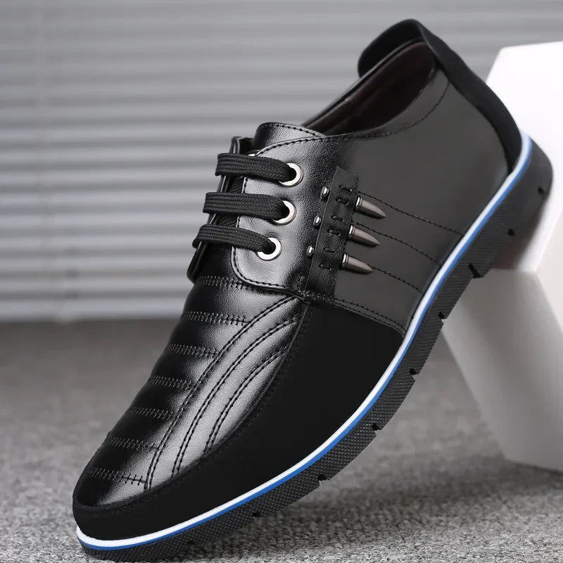 Men Genuine Leather fur Shoes High Quality Elastic Band Fashion Design Solid Tenacity Comfortable Men's Shoes Big Sizes s34