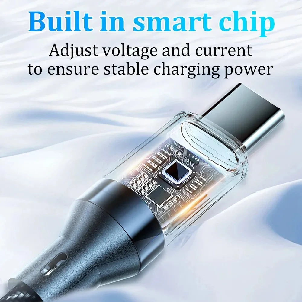 Câble USB-C vers USB-C 120W, câble de charge ultra-rapide pour téléphone avec affichage LED, câble de données USB vers Type-C pour Xiaomi Samsung Huawei