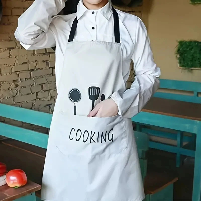 Tablier de cuisine imperméable et résistant à l'huile, blouse de ménage à la taille