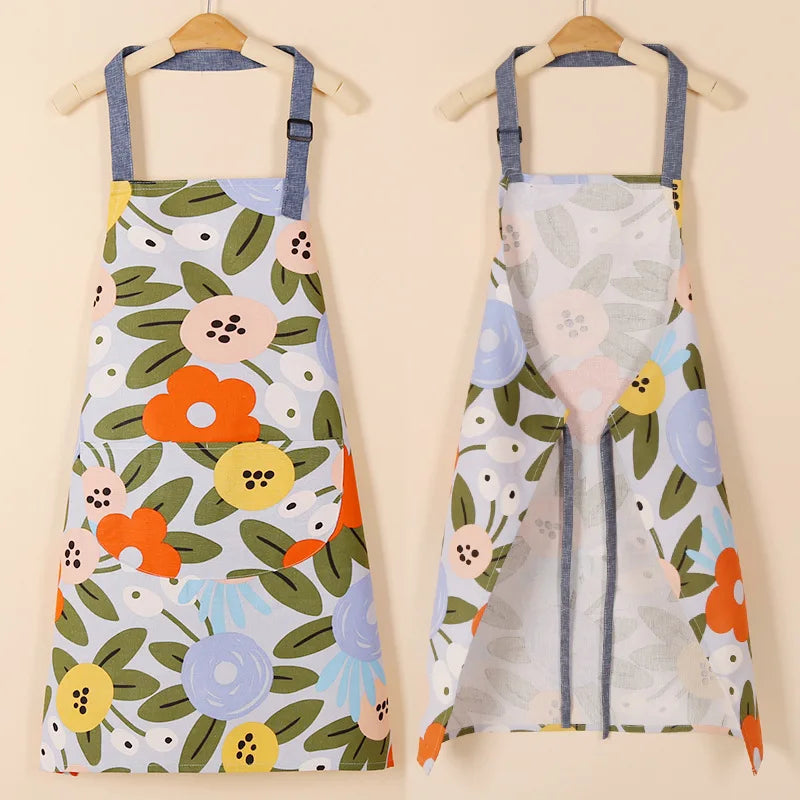 1PC Aprons Fashion Cotton Fabric Waterproof Thickened Dirt Resistant Kitchen Apron and Home Work Clothes Gardening Work Clothing