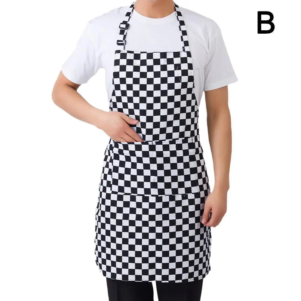 Delantal de cocina delantal de cocinero con cuello halter con 2 bolsillos delantales sin mangas para catering para hombres y mujeres delantal de camarero para barbacoa con estampado